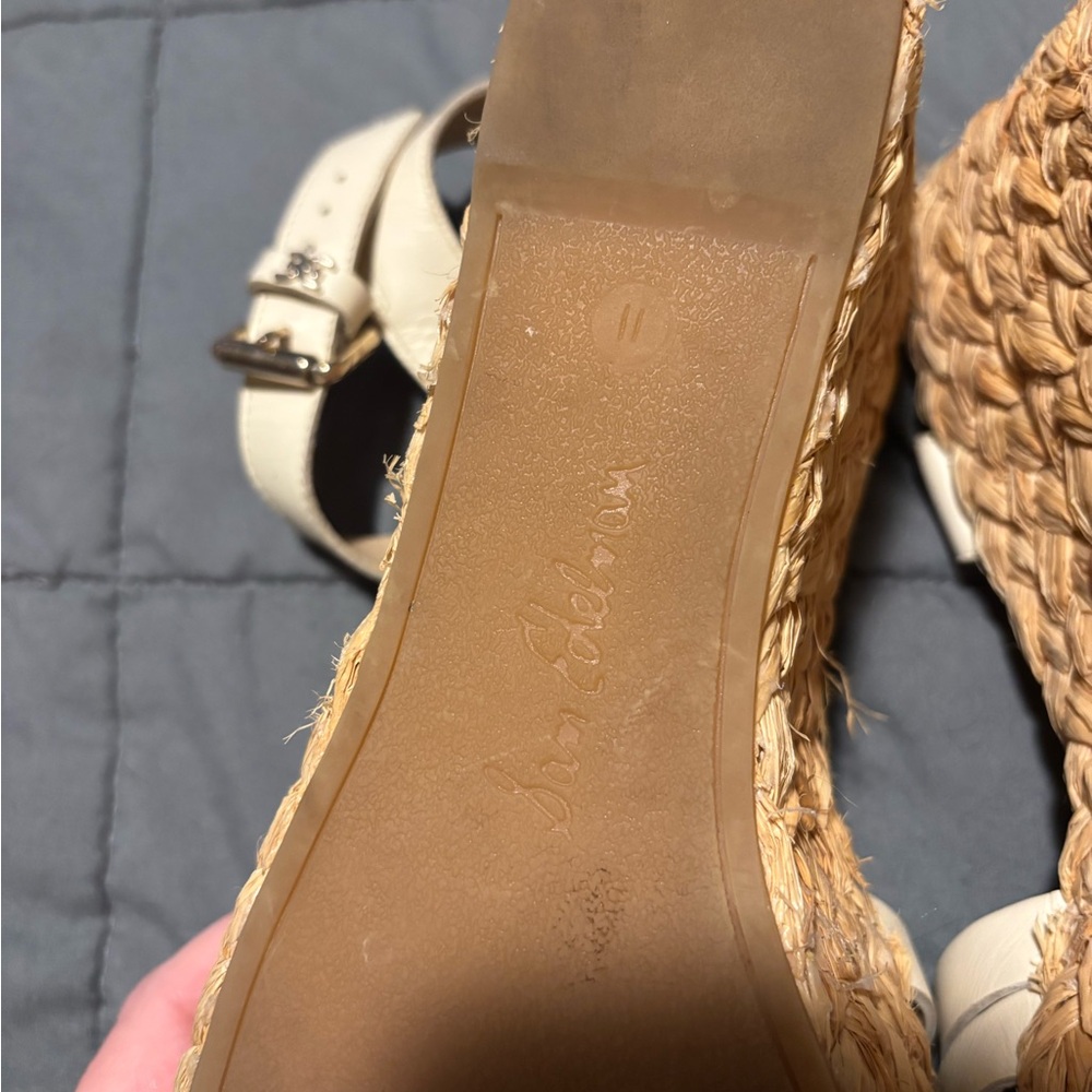 SAM EDELMAN Ivory Darline Platform Espadrille Wedge Sandals Womens Size 11 - Picture 5 of 10